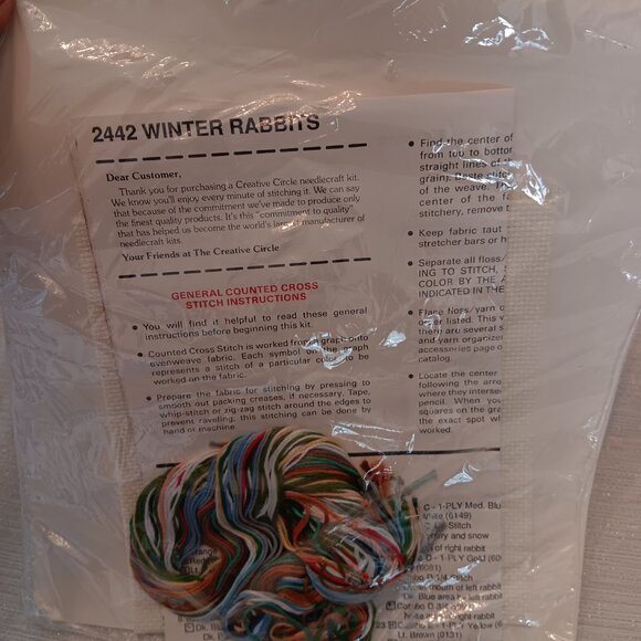 The Creative Circle Vintage Cross Stitch Kit Winter Rabbits Bunny Snow country - Picture 4 of 4